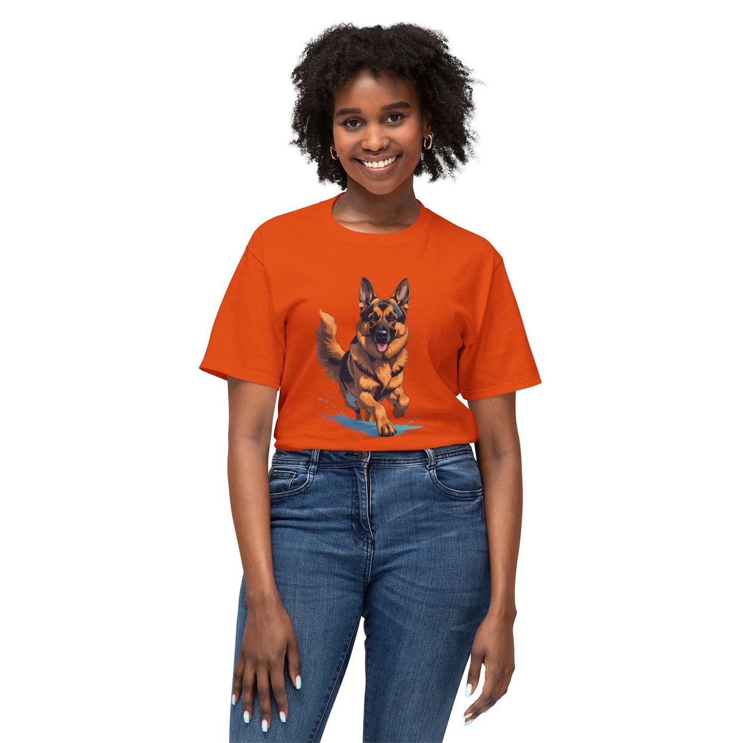 Running German Shepherd Dog Unisex HD Cotton™ T-shirt, Pet Lover Gift, Casual Wear, Animal Print Apparel, Funny Dog Shirt