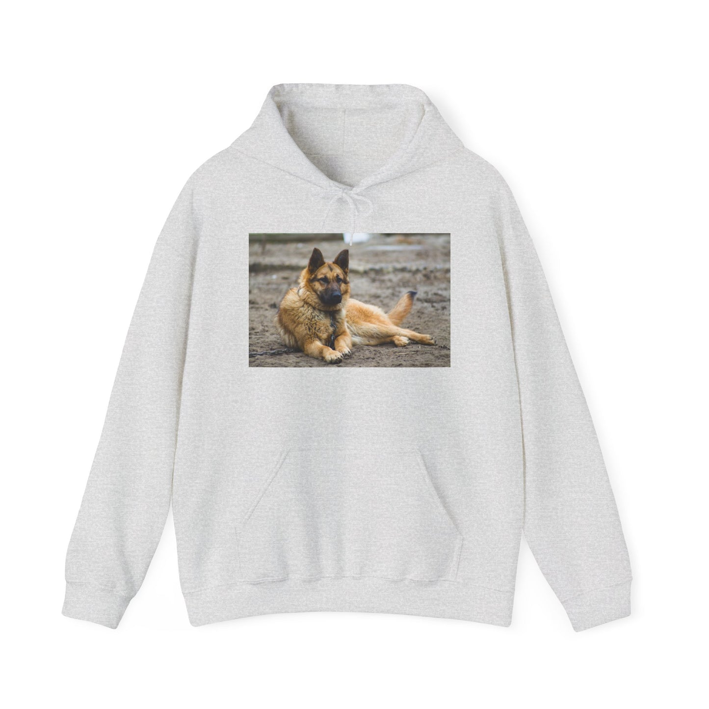 Unisex Hoodie With a Beautiful Tan German Shepherd Lying on the Ground