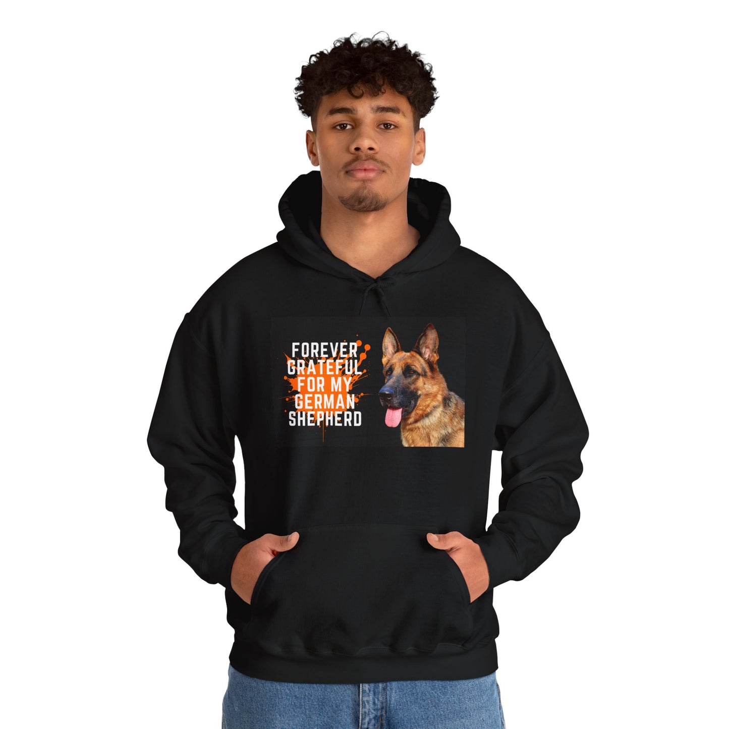 Unisex Dog Lover Hoodie With a German Shepherd and Quote Forever Grateful for My German Shepherd