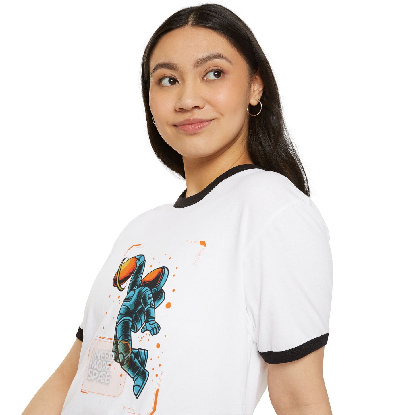 Retro Space Ringer T-Shirt - "I Need More Space", Unisex Graphic Tee, Vintage Style Shirt for Space Lovers, Cool Gift for Him/Her, Fun Everyday Wear