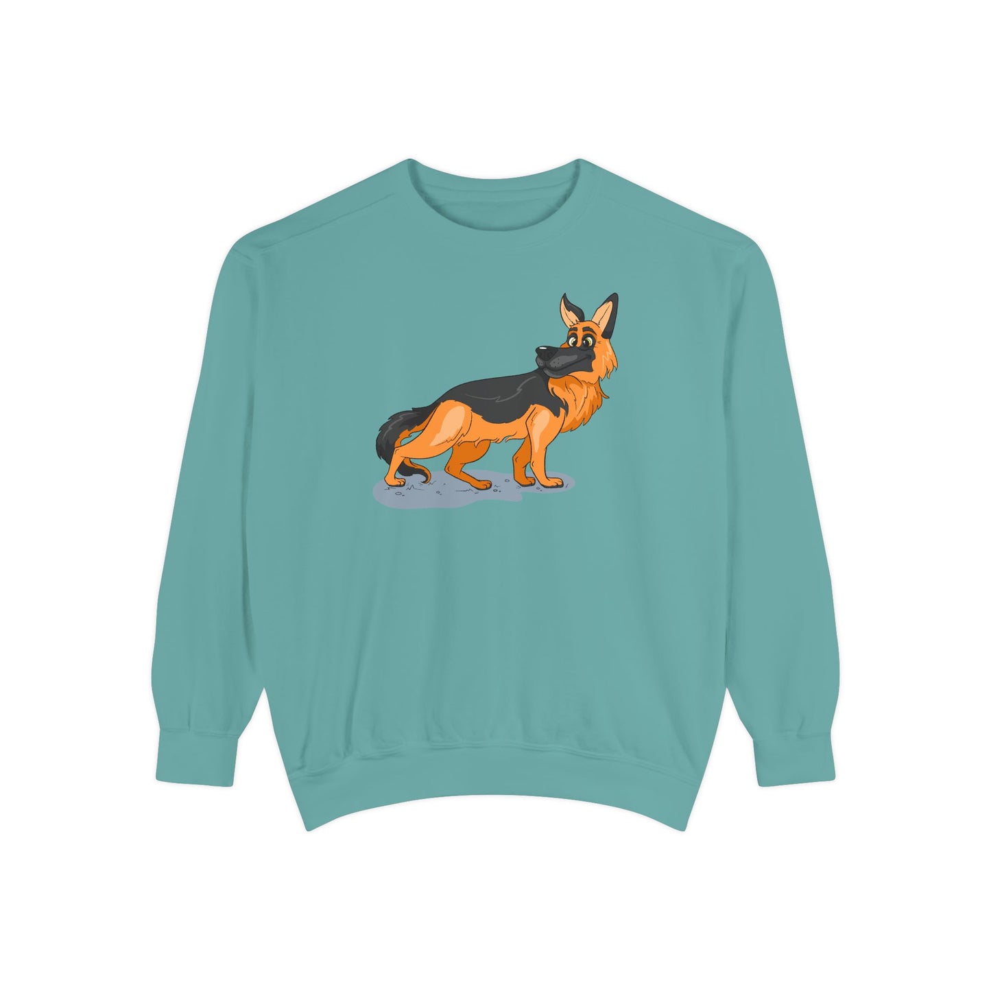 Unisex Dog Lover Sweatshirt With a Cartoon of Astonished German Shepherd Turning His Head