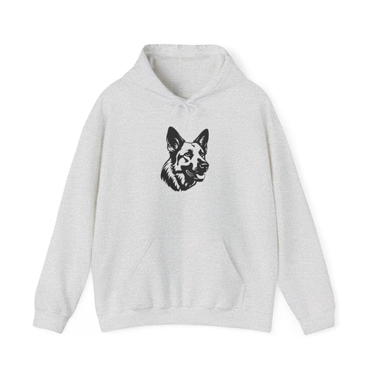 Unisex Dog Lover Hoodie With a Close Up Graphic of Black and White German Shepherd Mouth Opened