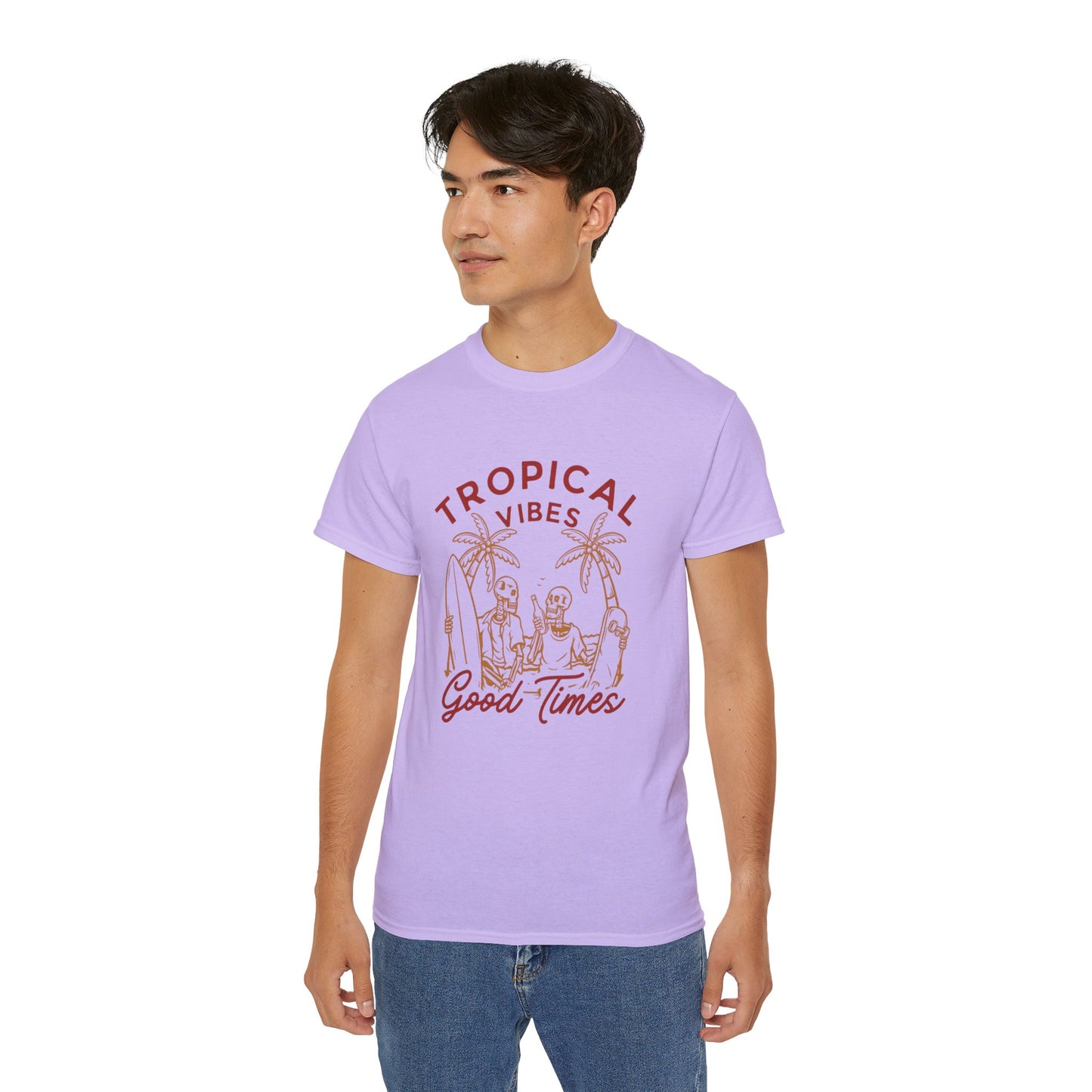 Tropical Vibes Unisex Cotton Tee, Fun Summer Shirt, Vacation Outfit, Beach Party Apparel, Good Times Graphic Tee
