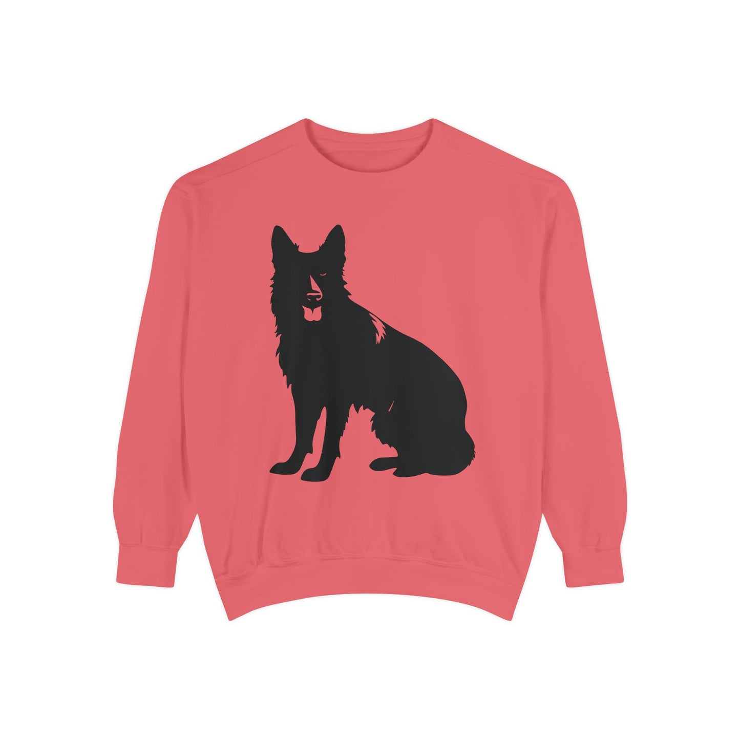 Unisex Dog Lover Sweatshirt With Graphic of Black German Shepherd With Hanging Tongue Sloppily Sitting