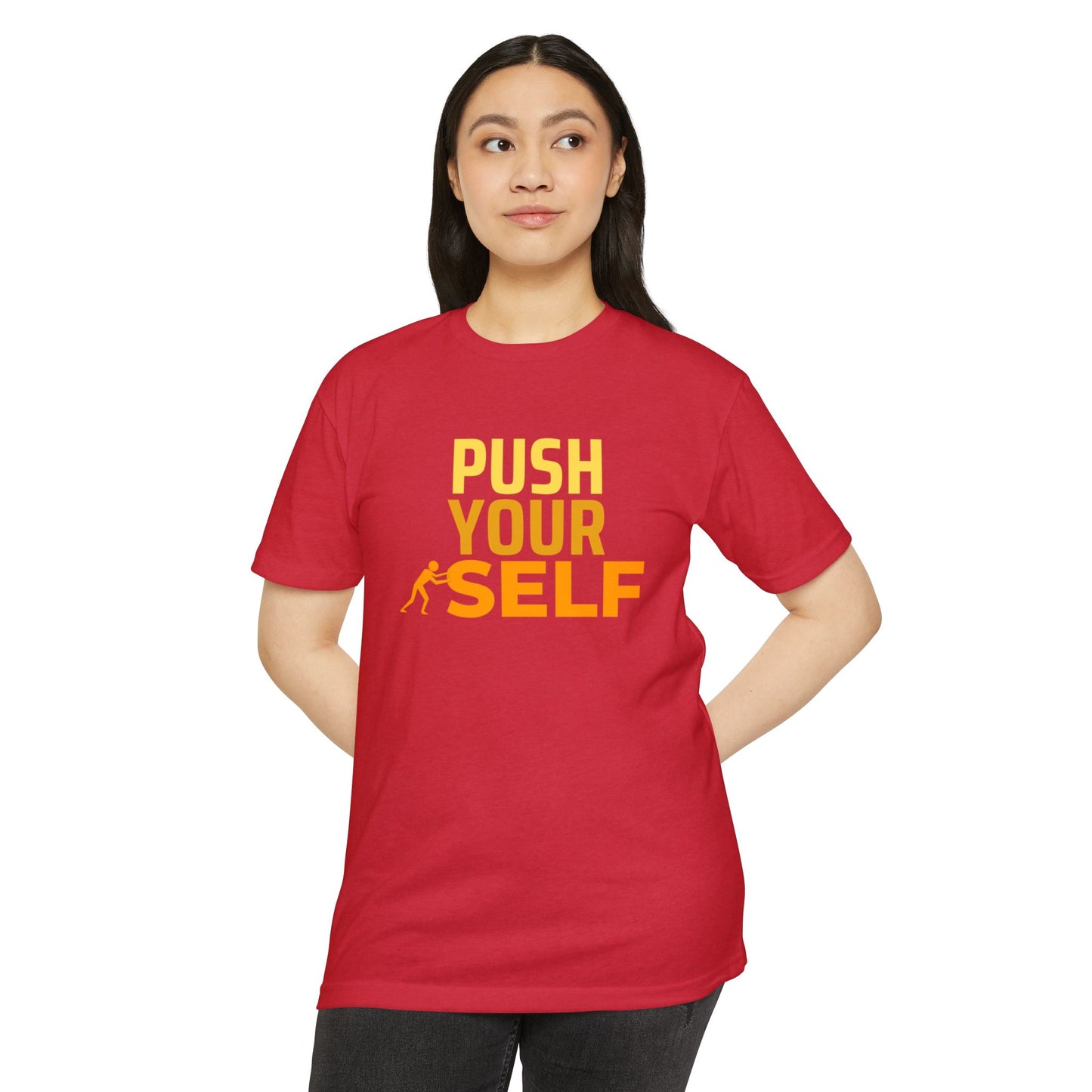Motivational Fitness T-Shirt – "Push Your Self" - Cool Graphic Tee, Workout Shirt, Gift for Gym Lovers, Unisex Activewear, Casual Wear