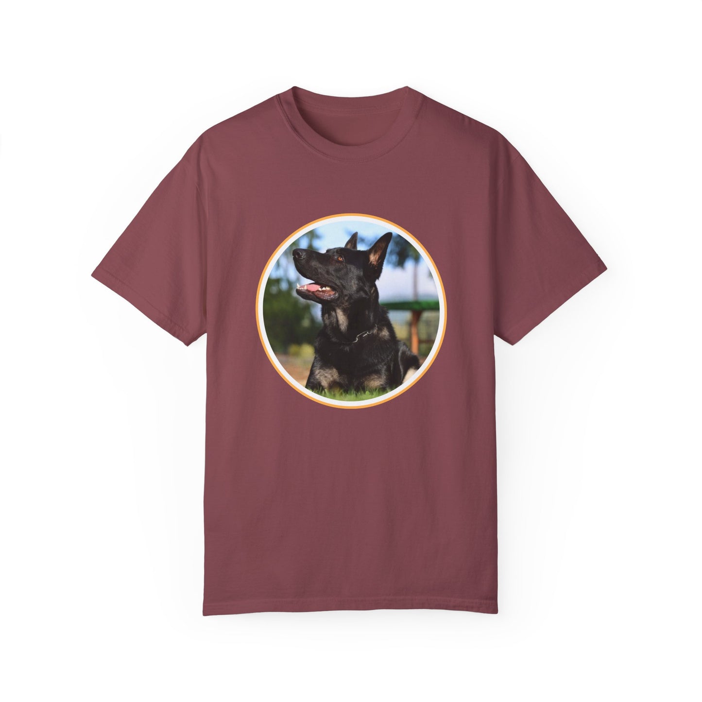 Unisex T-Shirt With Bicolor Working Line German Shepherd Sitting On The Ground