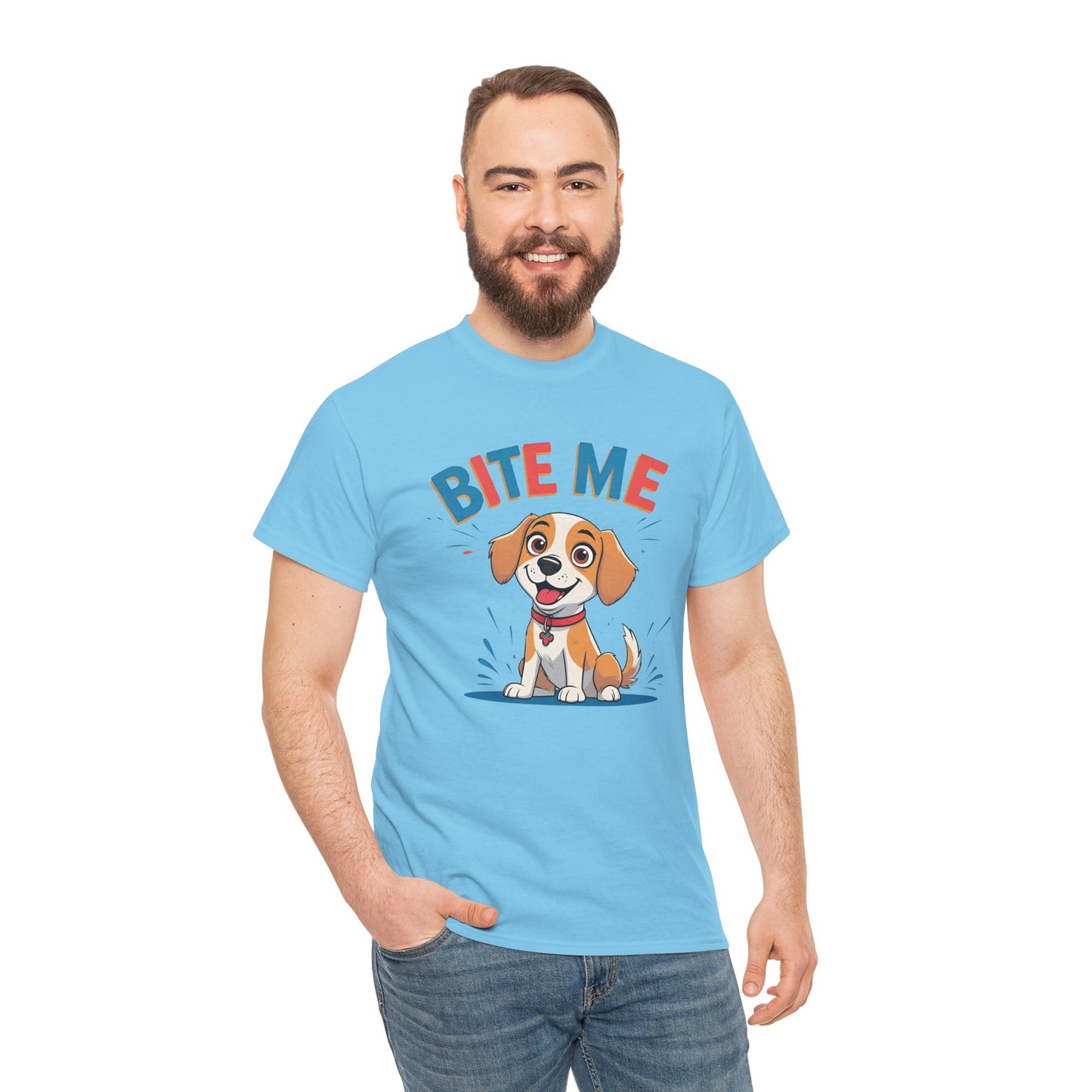 Playful Dog Lover Tee, Bite Me Unisex Cotton T-Shirt for Dog Trainers, Funny Gift for Dog Lovers, Cute Dog Apparel