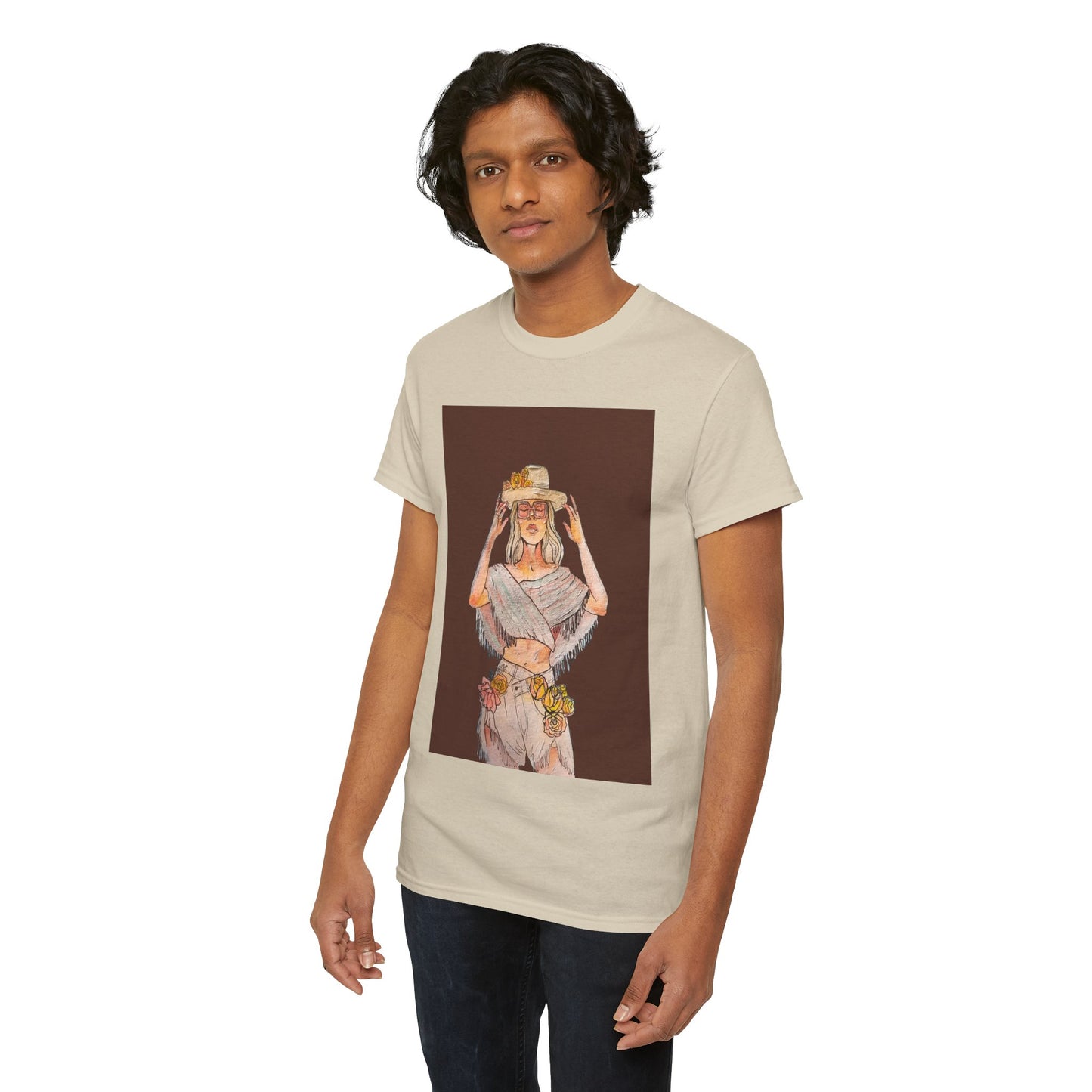 Bohemian Vibes Unisex Heavy Cotton Vintage Tee, Casual Wear, Summer Style Shirt, Gift for Her, Festival Outfit, Art-Inspired Apparel