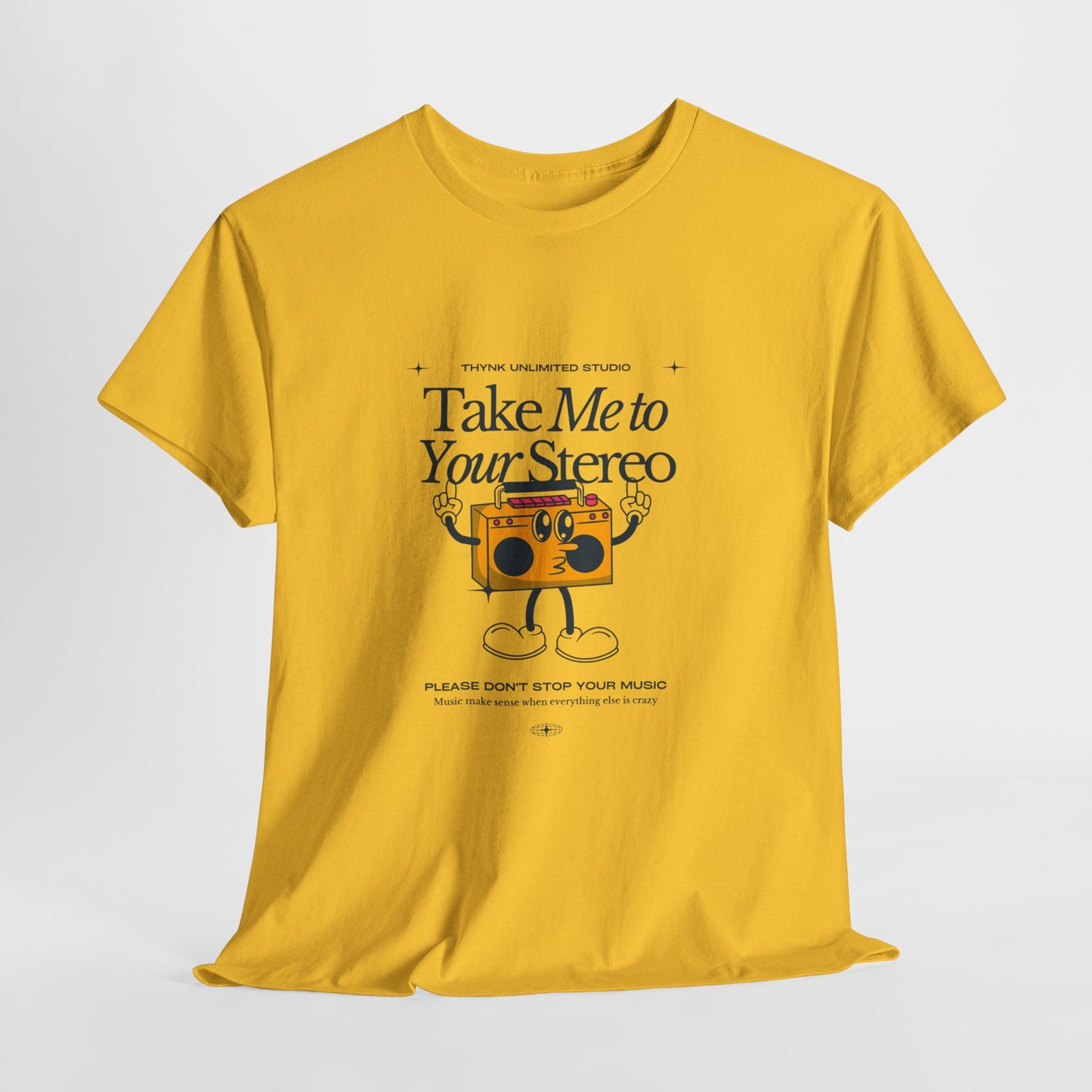 Retro Music Lover Tee - Take Me To Your Stereo, Vintage Style Shirt, Graphic T-Shirt, Unisex Cotton Top, Perfect Gift for Musicians, Summer Outfit