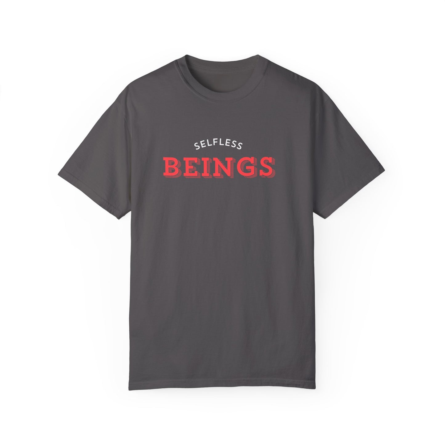 Unisex Dog Lover T-Shirt With Text "Selfless Beings" Designed in Red and White Style