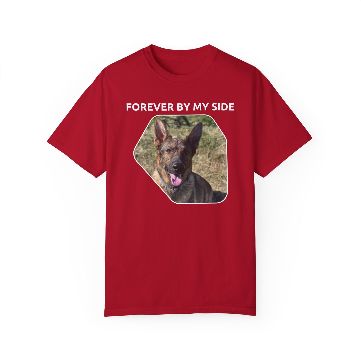 Unisex Dog Lover T-Shirt With Sable German Shepherd and Caption Forever By My Side