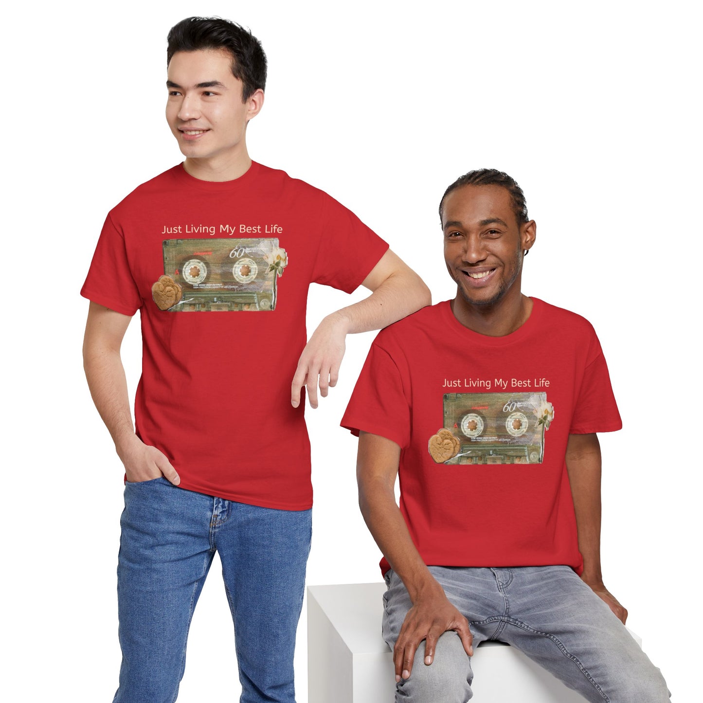 Just Living My Best Life Tee, Vintage Cassette T-Shirt, Casual Wear, Gift for Friends, Music Lover's Apparel