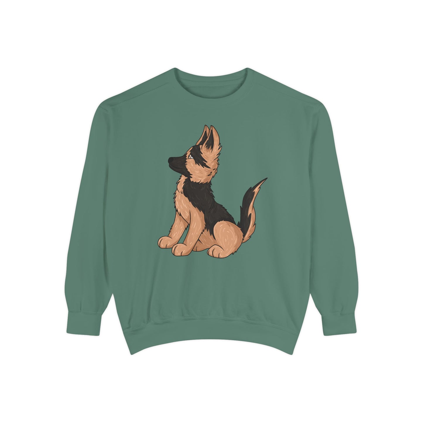 Unisex Dog Lover Sweatshirt With a Graphic of Cute German Shepherd Puppy Looking Upward