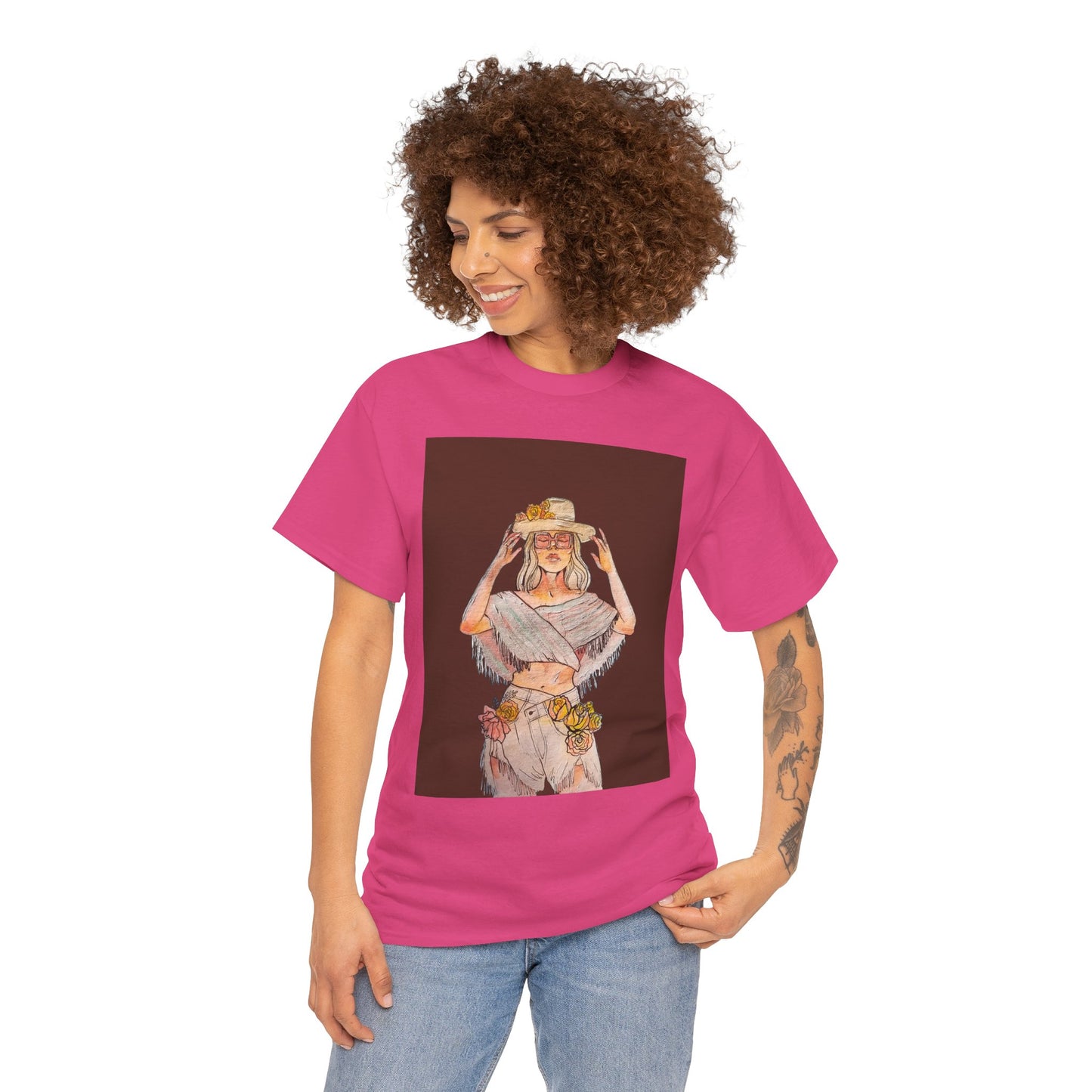 Bohemian Vibes Unisex Heavy Cotton Vintage Tee, Casual Wear, Summer Style Shirt, Gift for Her, Festival Outfit, Art-Inspired Apparel