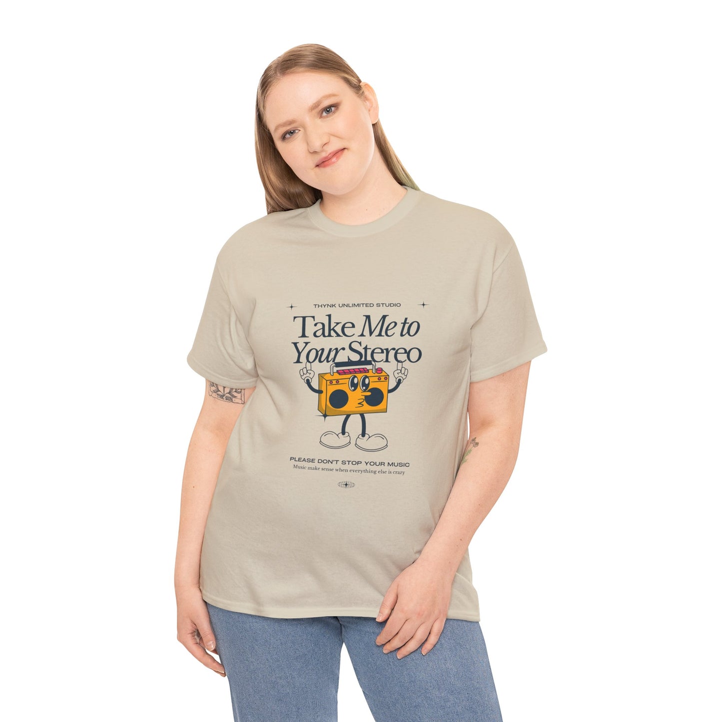 Retro Music Lover Tee - Take Me To Your Stereo, Vintage Style Shirt, Graphic T-Shirt, Unisex Cotton Top, Perfect Gift for Musicians, Summer Outfit