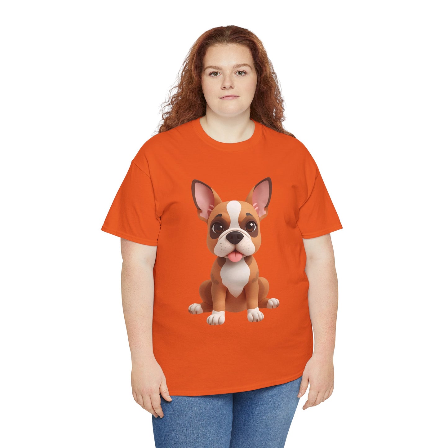 Cute 3D French Bulldog T-Shirt Unisex Heavy Cotton Tee, Dog Lover Gift