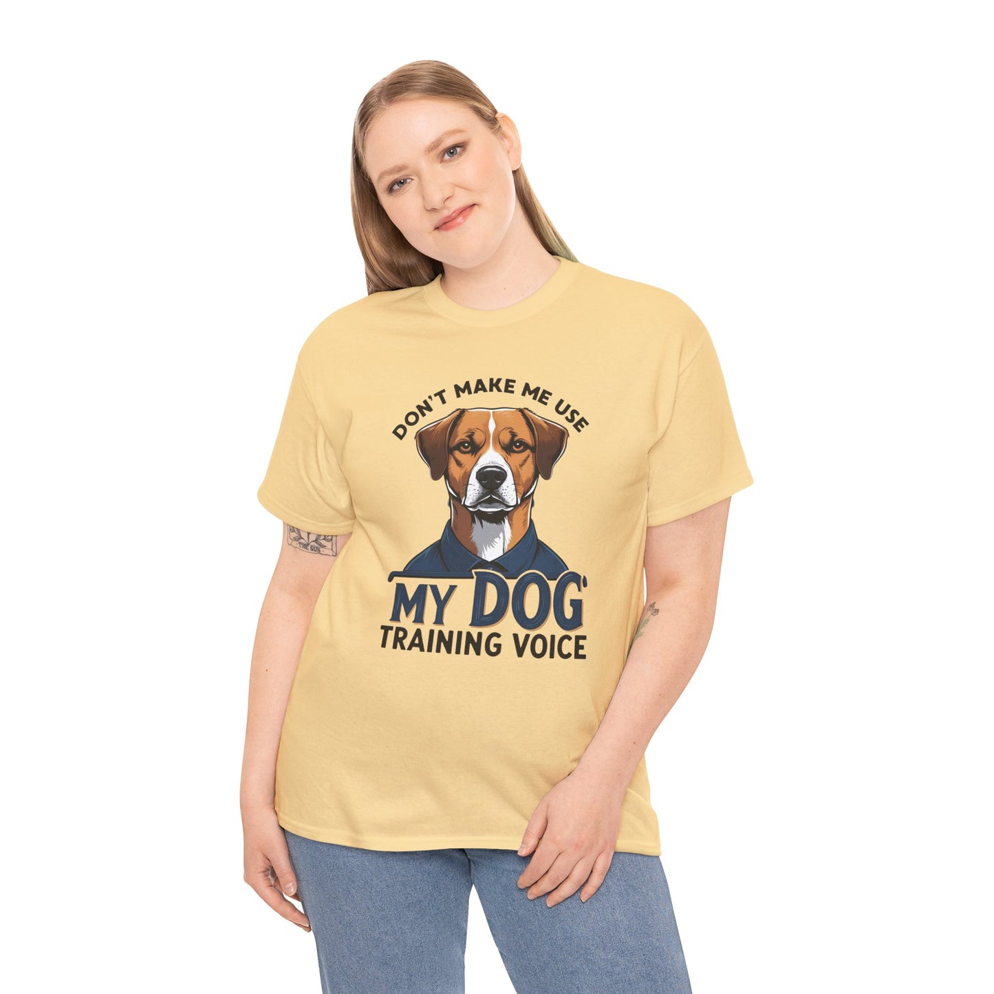 Dog Training T-Shirt - Don't Make Me Use My Dog Training Voice | Perfect Gift for Dog Owners, Casual Wear, Funny Dog Humor Shirt, Pet Training Apparel