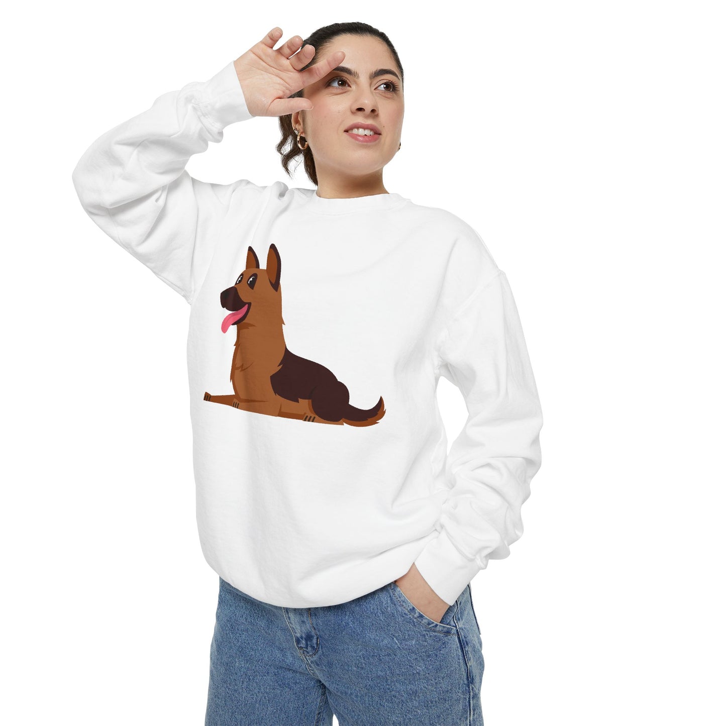 Unisex Dog Lover Hoodie With Graphic of a German Shepherd Leaving Tongue Out