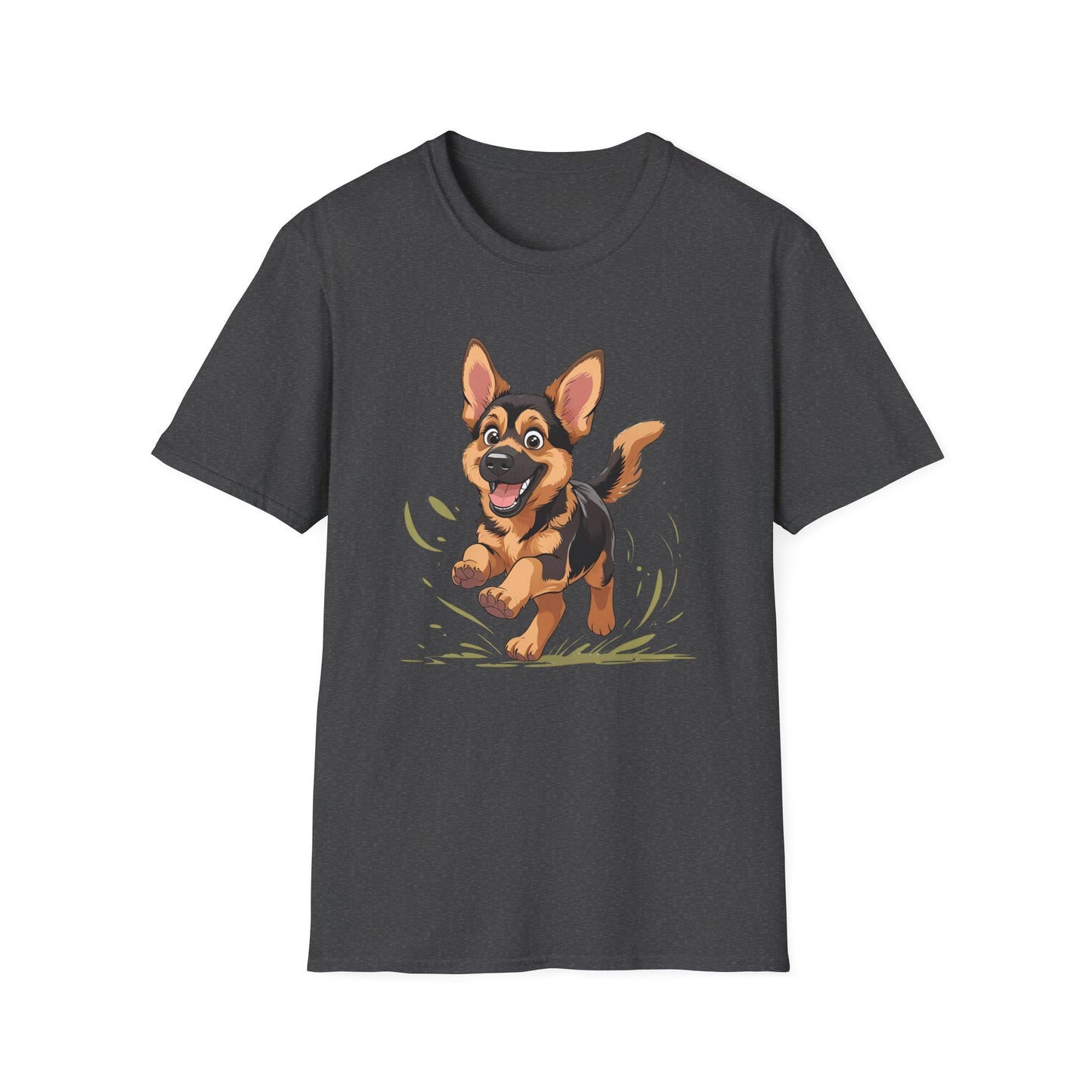 Cute Playing Puppy Graphic Unisex Softstyle T-Shirt, Dog Lover Gift, Casual Wear, Animal Theme Shirt, Perfect for Birthdays, Pet Owners