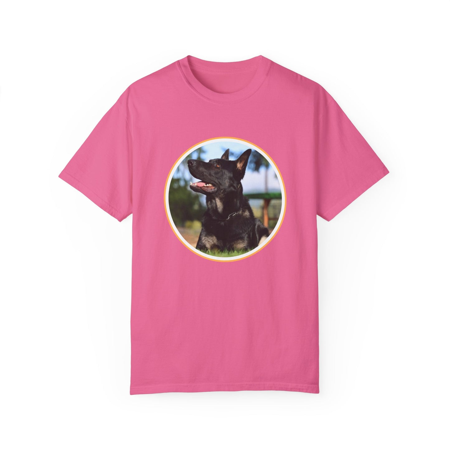Unisex T-Shirt With Bicolor Working Line German Shepherd Sitting On The Ground