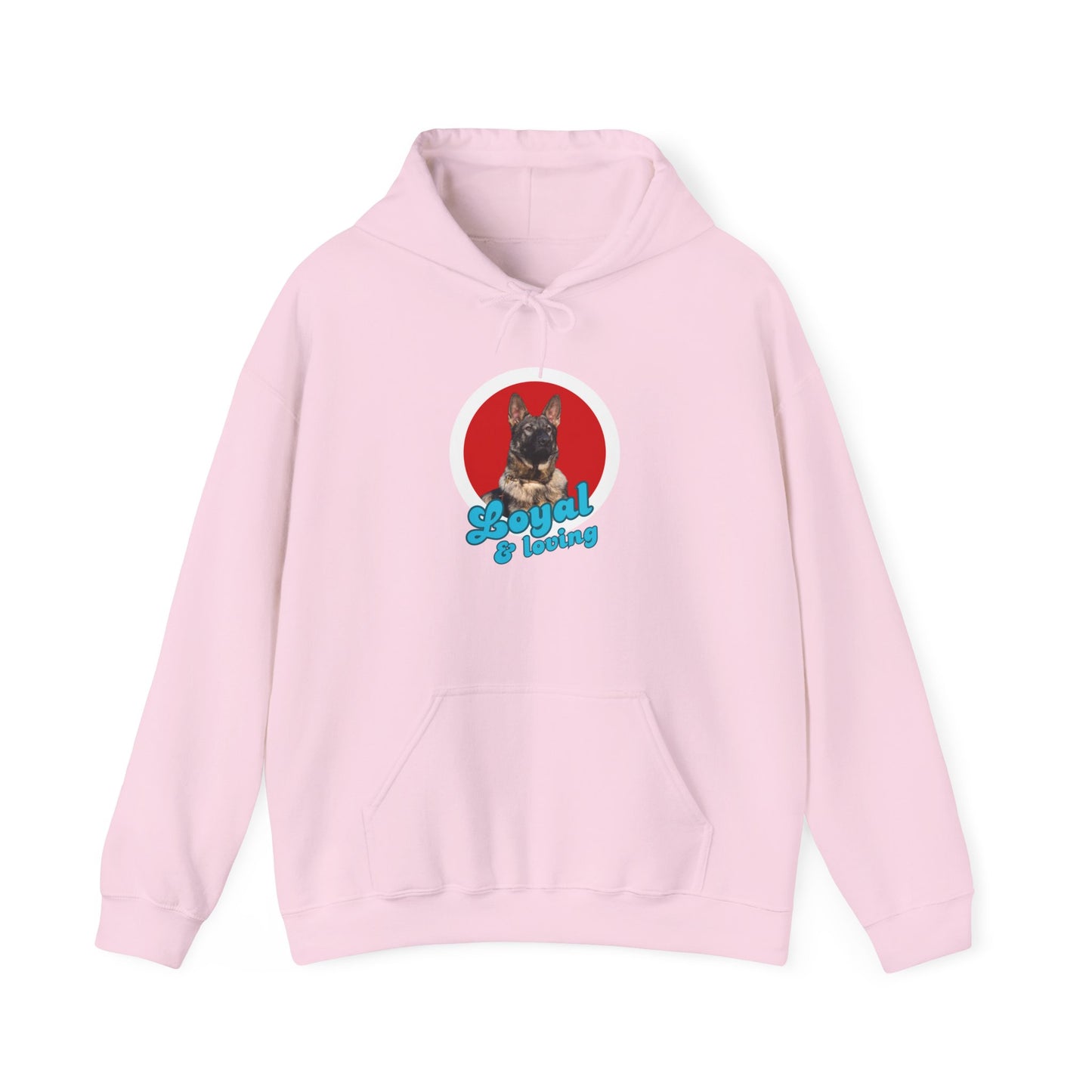 Unisex Dog Lover Hoodie With Close Up of Working Line German Shepherd and Caption Loyal & Loving