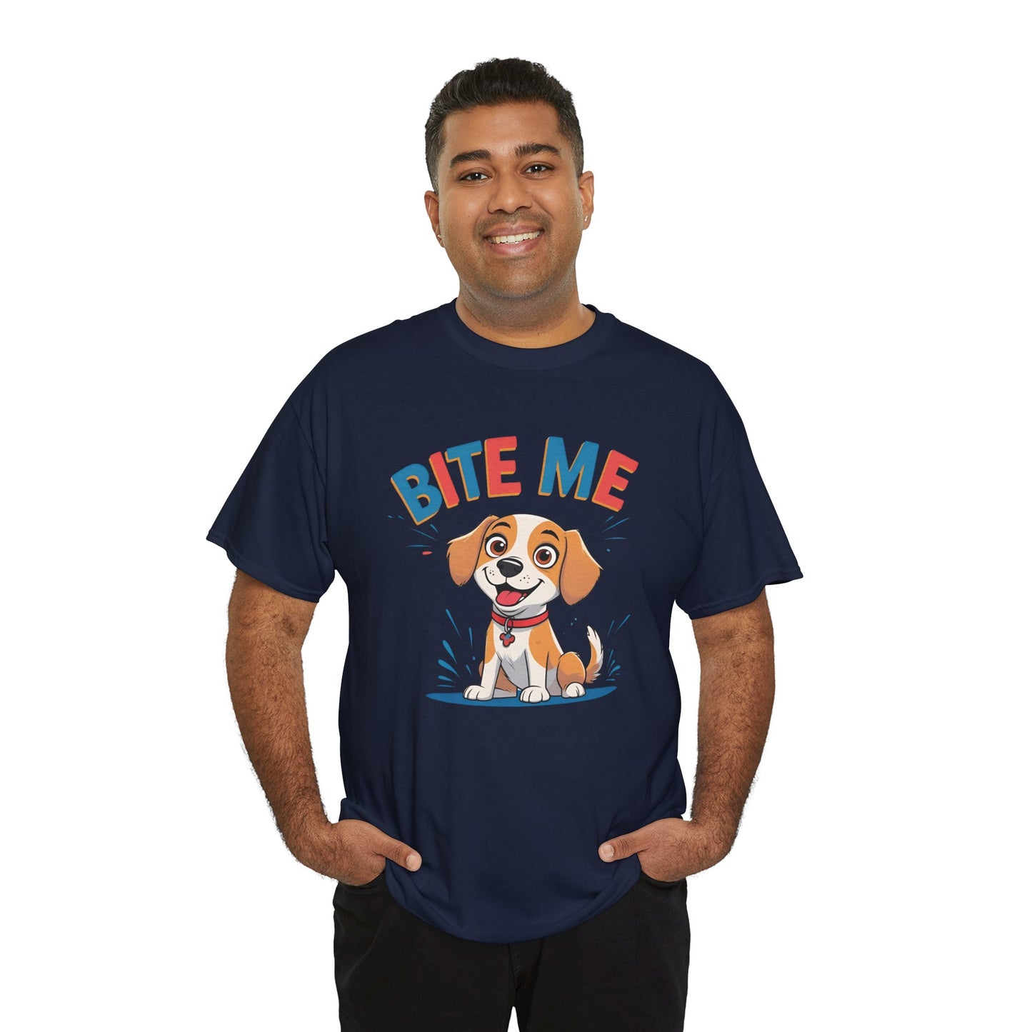 Playful Dog Lover Tee, Bite Me Unisex Cotton T-Shirt for Dog Trainers, Funny Gift for Dog Lovers, Cute Dog Apparel