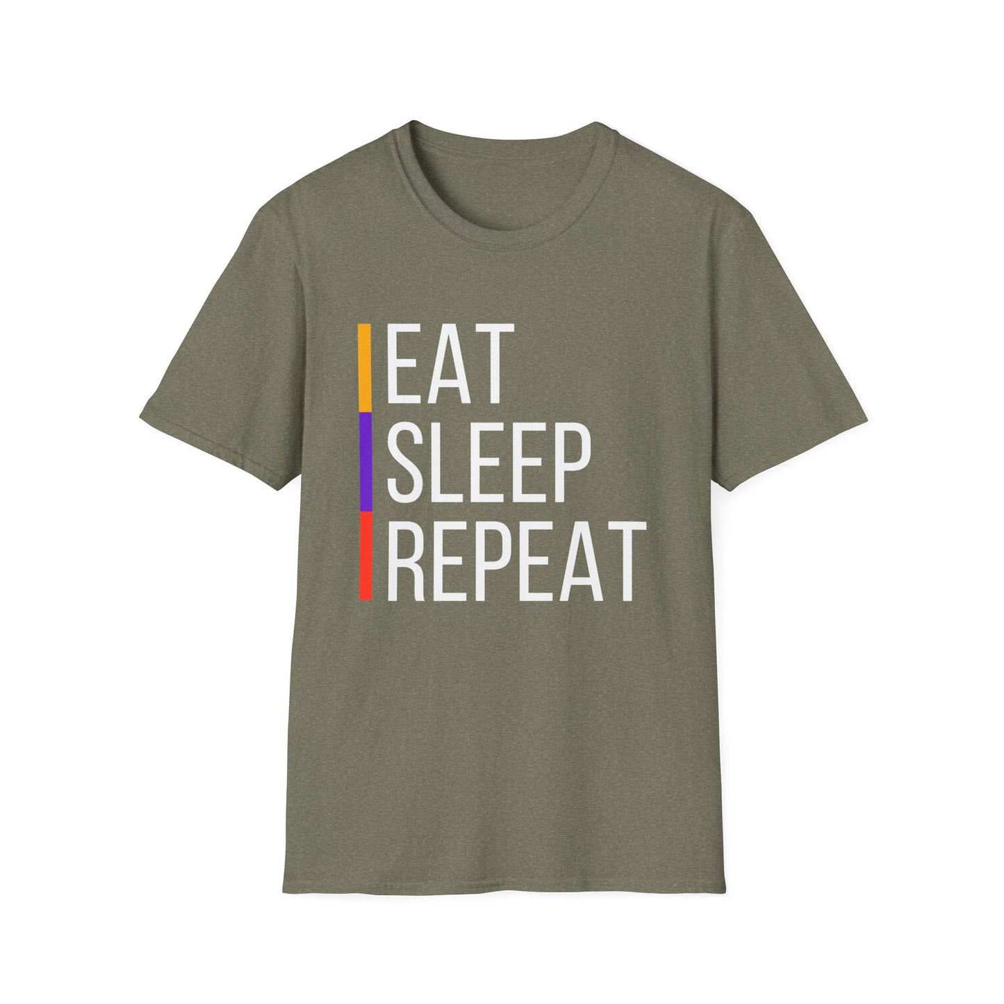 Eat Sleep Repeat Unisex Softstyle T-Shirt - Perfect for Casual Outings, Funny Gift, Relaxation Apparel, Everyday Wear, Motivational Tee