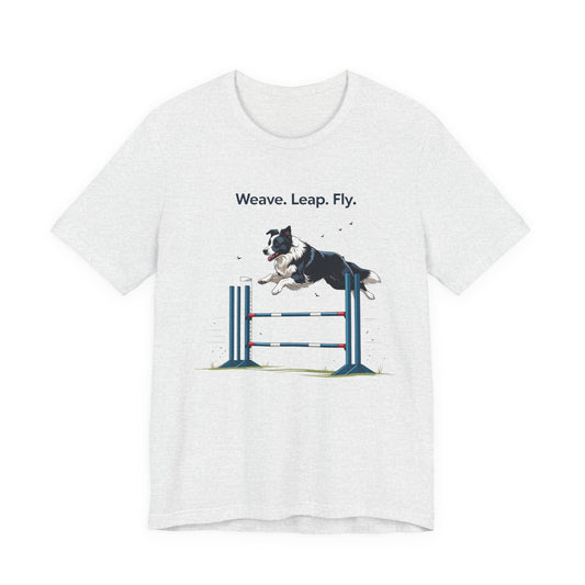 Dog Agility Spirit T-Shirt, Weave Leap Fly Tee, Gifts for Dog Lovers, Pet Enthusiasts, Animal Lovers T-Shirt, Casual Wear, Dog Show Gear