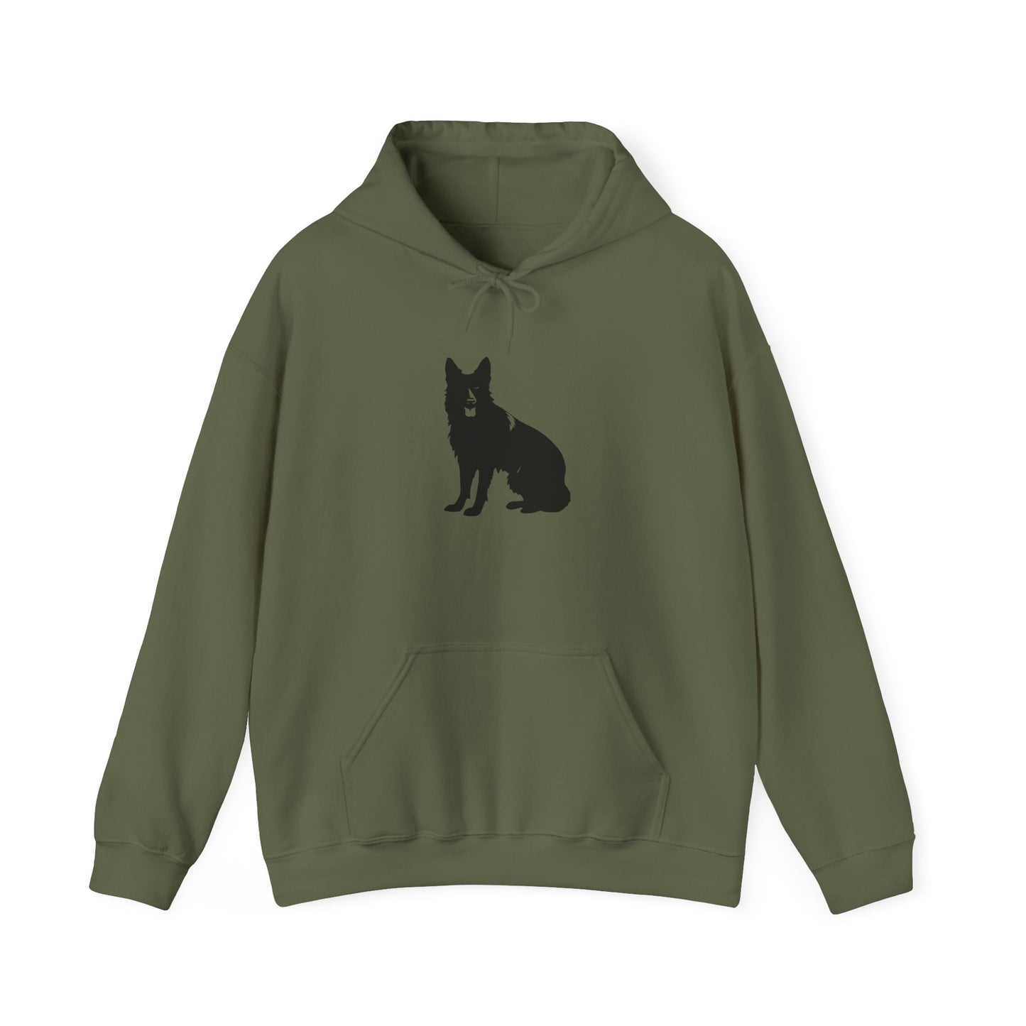 A Unisex Dog Lover Hoodie With Black German Shepherd Leaving His Tongue Out Sloppy Sitting