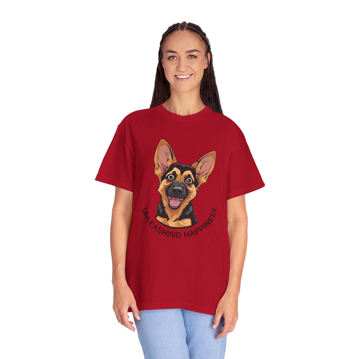 Happy Dog Graphic Tee, Unisex German Shepherd Puppy T-Shirt - Unleashing Happiness, Pet Lover Gift, Animal Lovers Apparel, Unique Dog Lover Shirt