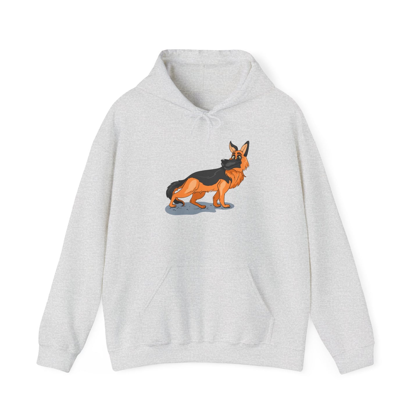 Unisex Dog Lover Hoodie With a Cartoon of Astonished German Shepherd Turning His Head