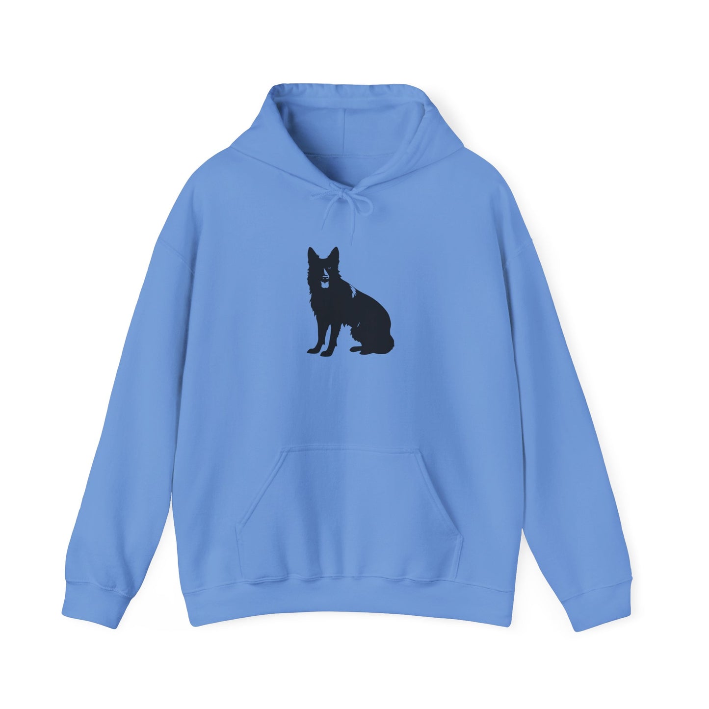 A Unisex Dog Lover Hoodie With Black German Shepherd Leaving His Tongue Out Sloppy Sitting