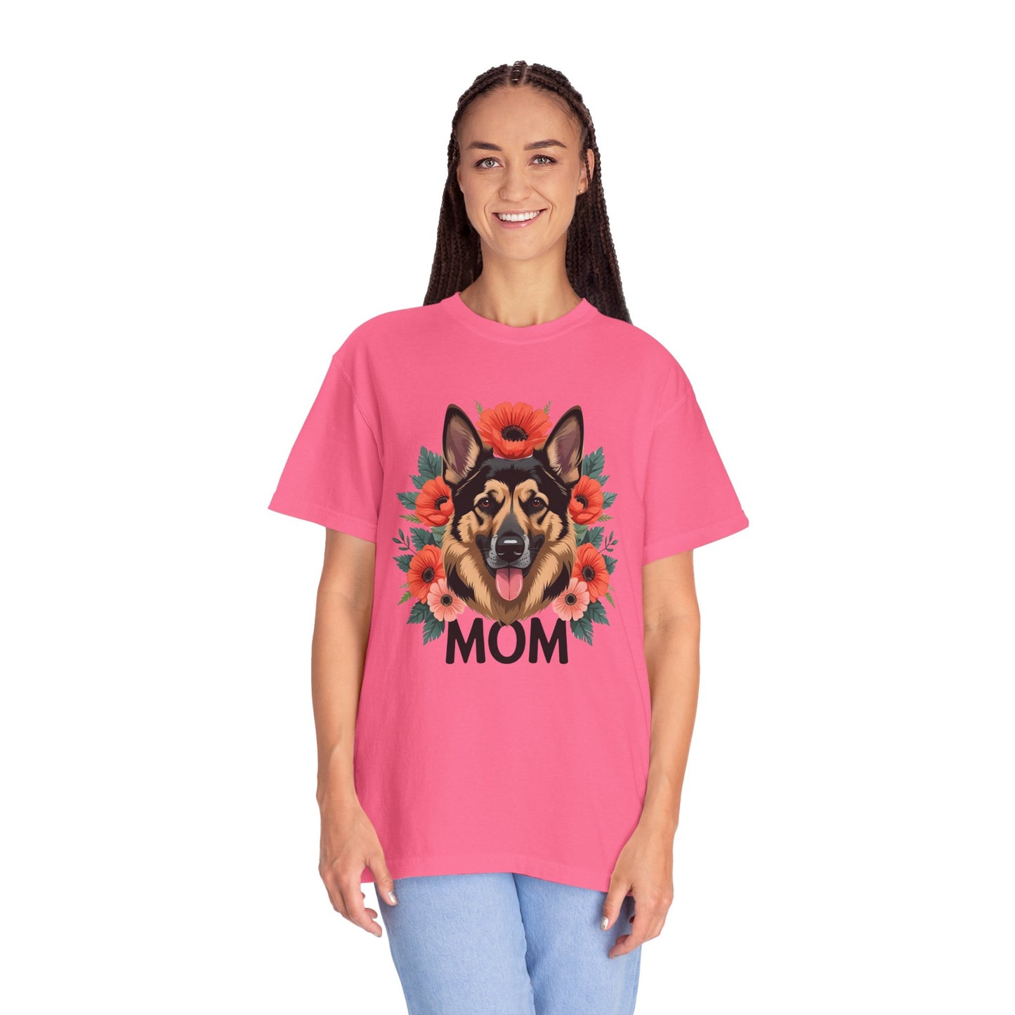 Floral German Shepherd Dog Mom T-Shirt, Perfect Gift for Dog Lovers, Mother’s Day, Birthday, Casual Wear, Comfortable Everyday Tee