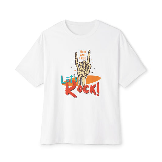 Let's Rock Unisex Oversized Tee - Wild & Free Graphic Shirt, Casual Tee, Music Lover Gift, Festival Wear, Summer Style