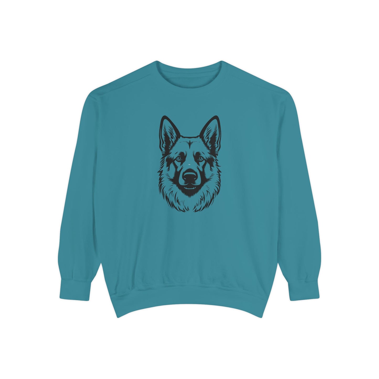 Unisex Dog Lover Sweatshirt With a Close Up Graphic of Black and Transparent German Shepherd