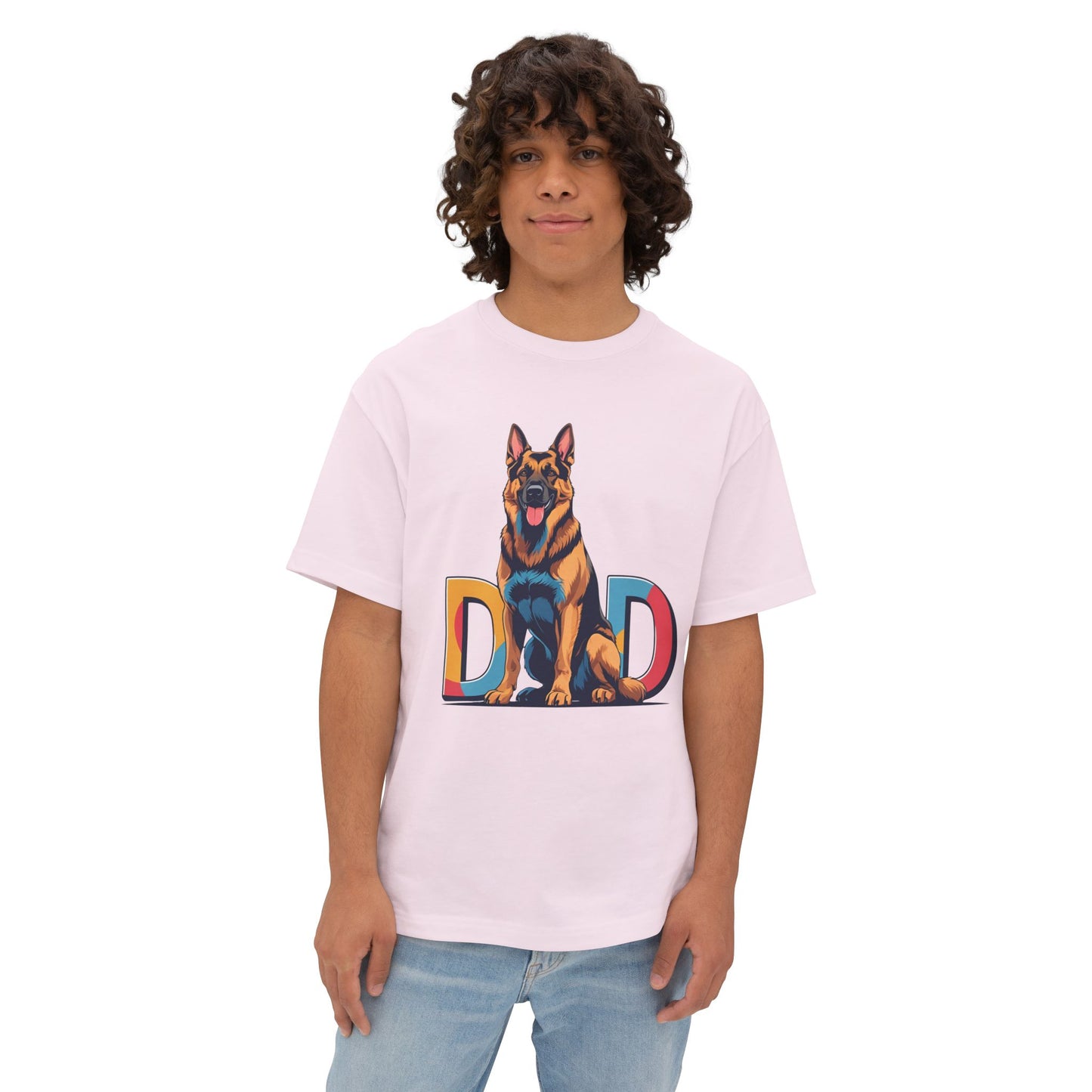 German Shepherd Dad Unisex Oversized Boxy Tee, Dog Lover Gift, Pet Portrait Shirt, Casual Streetwear, Animal Lover Apparel