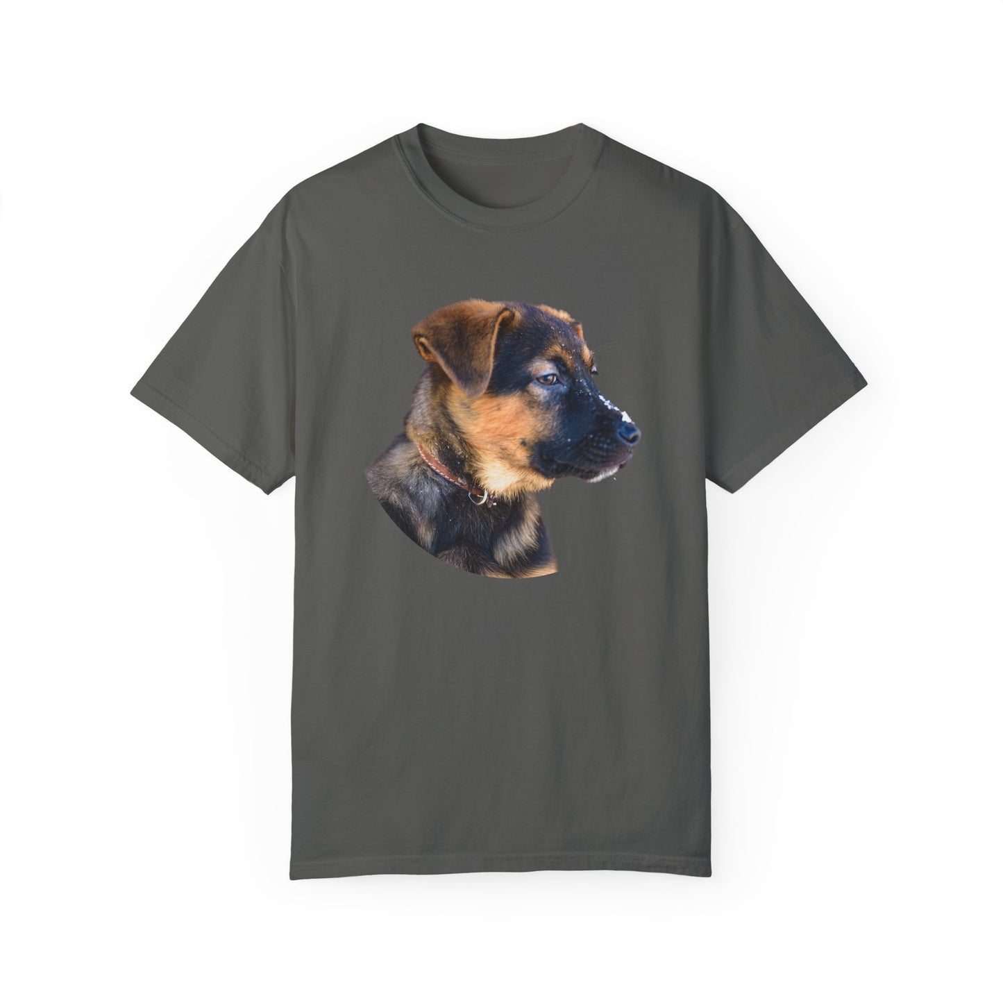 Unisex T-Shirt With Close Up Face of German Shepherd Puppy With Floppy Ears
