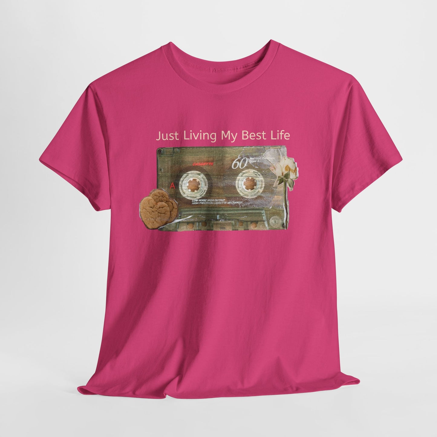Just Living My Best Life Tee, Vintage Cassette T-Shirt, Casual Wear, Gift for Friends, Music Lover's Apparel