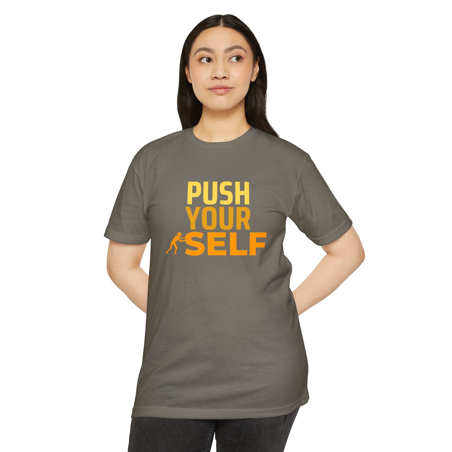 Motivational Fitness T-Shirt – "Push Your Self" - Cool Graphic Tee, Workout Shirt, Gift for Gym Lovers, Unisex Activewear, Casual Wear