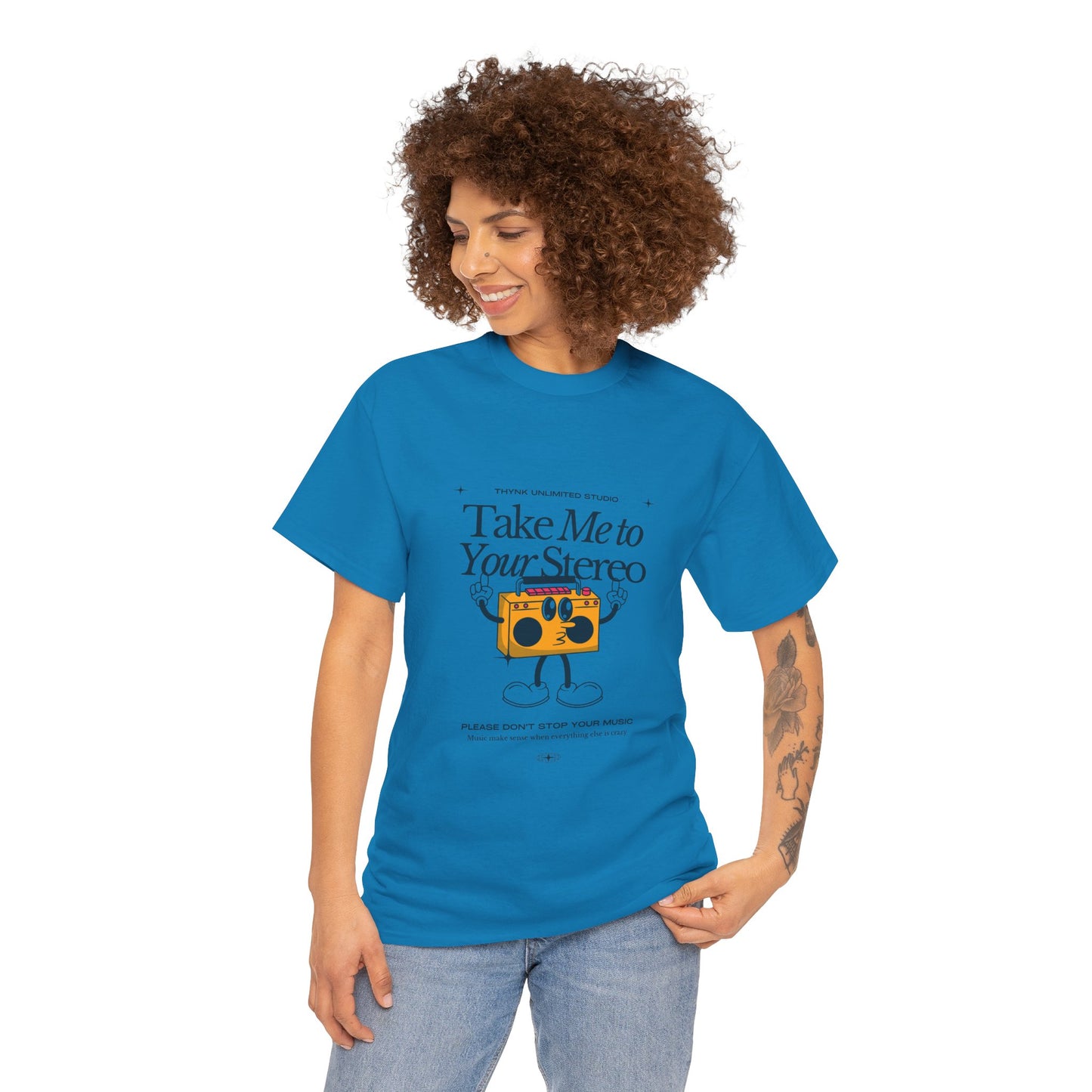 Retro Music Lover Tee - Take Me To Your Stereo, Vintage Style Shirt, Graphic T-Shirt, Unisex Cotton Top, Perfect Gift for Musicians, Summer Outfit