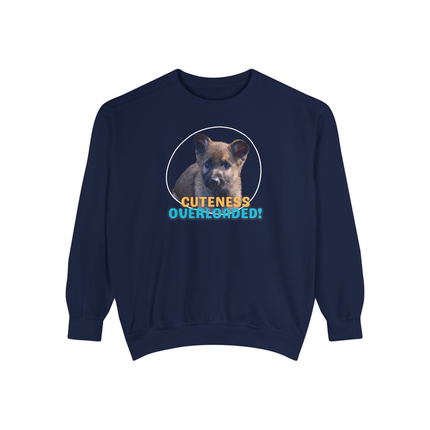 Unisex Dog Lover Hoodie With a Cute Sable German Shepherd Puppy and Caption Cuteness Overloaded