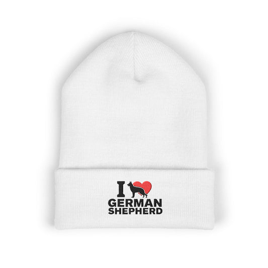 I Love German Shepherd Embroidered Classic Cuffed Beanie