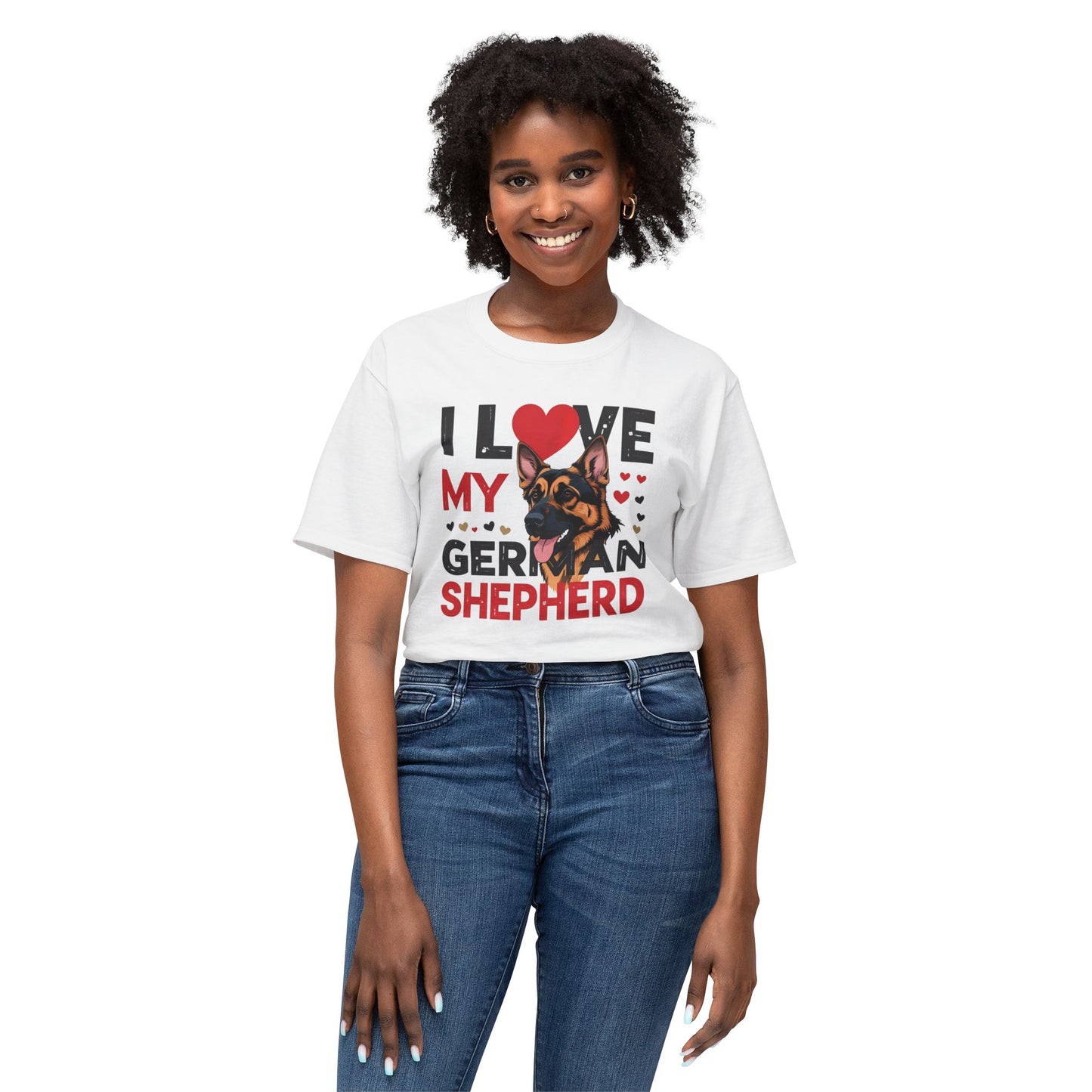 I Love My German Shepherd T-Shirt, Cute Dog Lover Gift, Pet Parent Apparel, Dog Adoption Celebration, Canine Lover's Tee