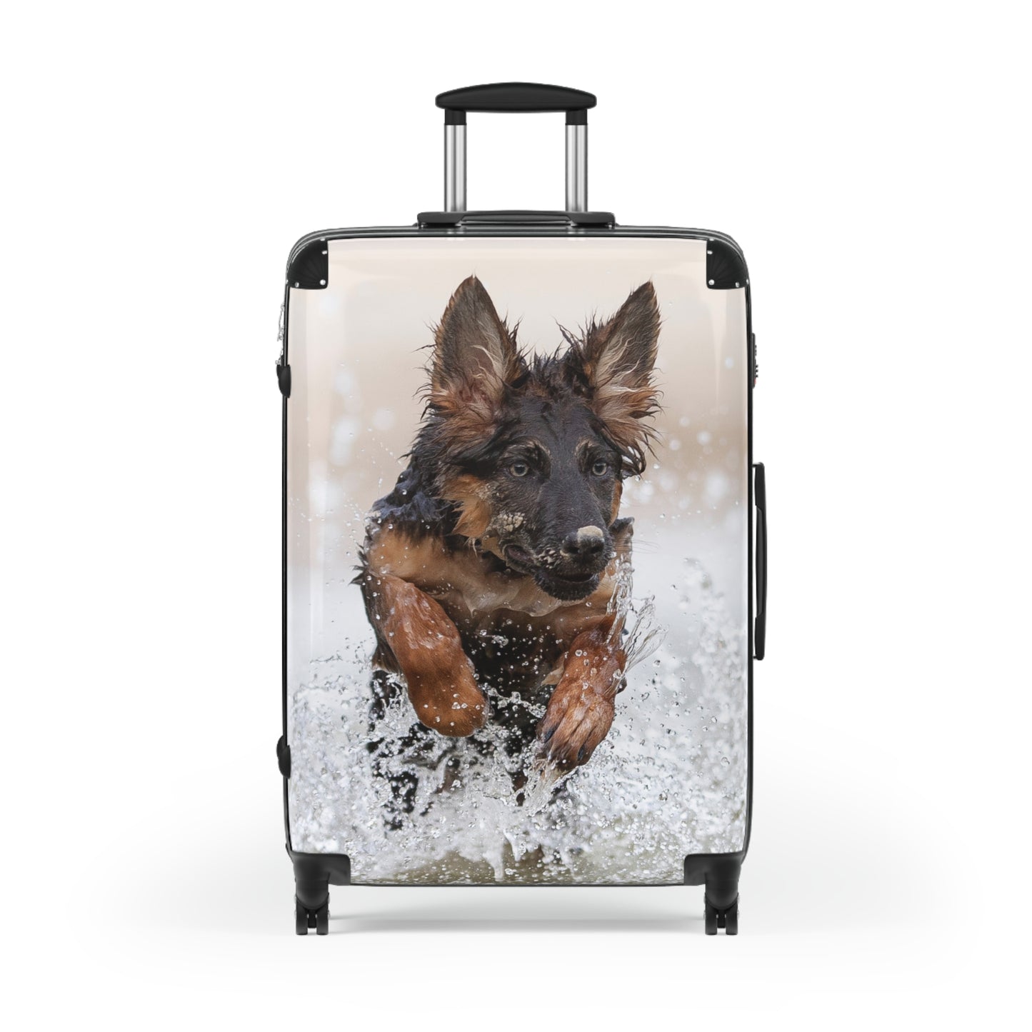 Dog Lover's Suitcase Featuring German Shepherd Jumping In The Water