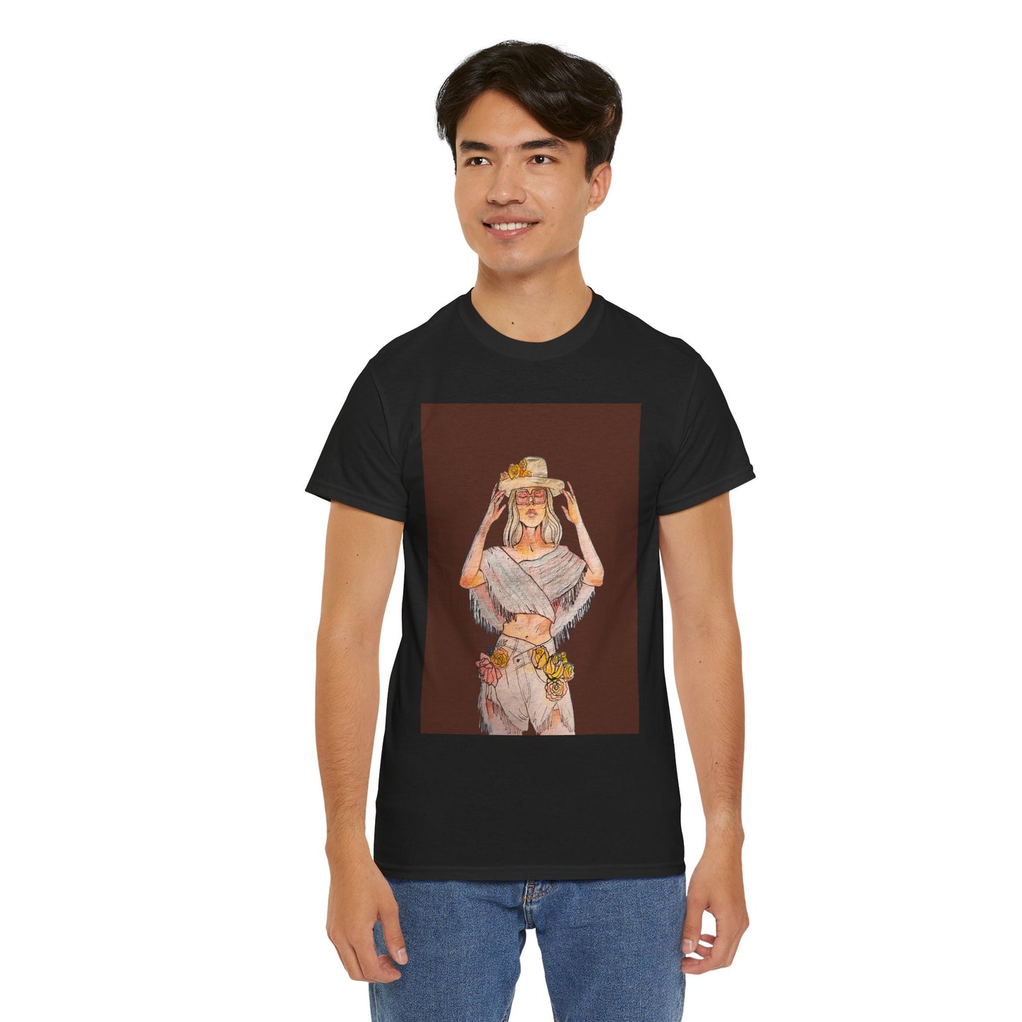 Bohemian Vibes Unisex Heavy Cotton Vintage Tee, Casual Wear, Summer Style Shirt, Gift for Her, Festival Outfit, Art-Inspired Apparel
