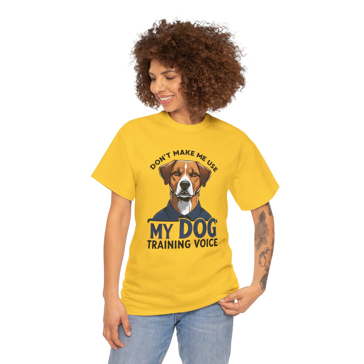 Dog Training T-Shirt - Don't Make Me Use My Dog Training Voice | Perfect Gift for Dog Owners, Casual Wear, Funny Dog Humor Shirt, Pet Training Apparel