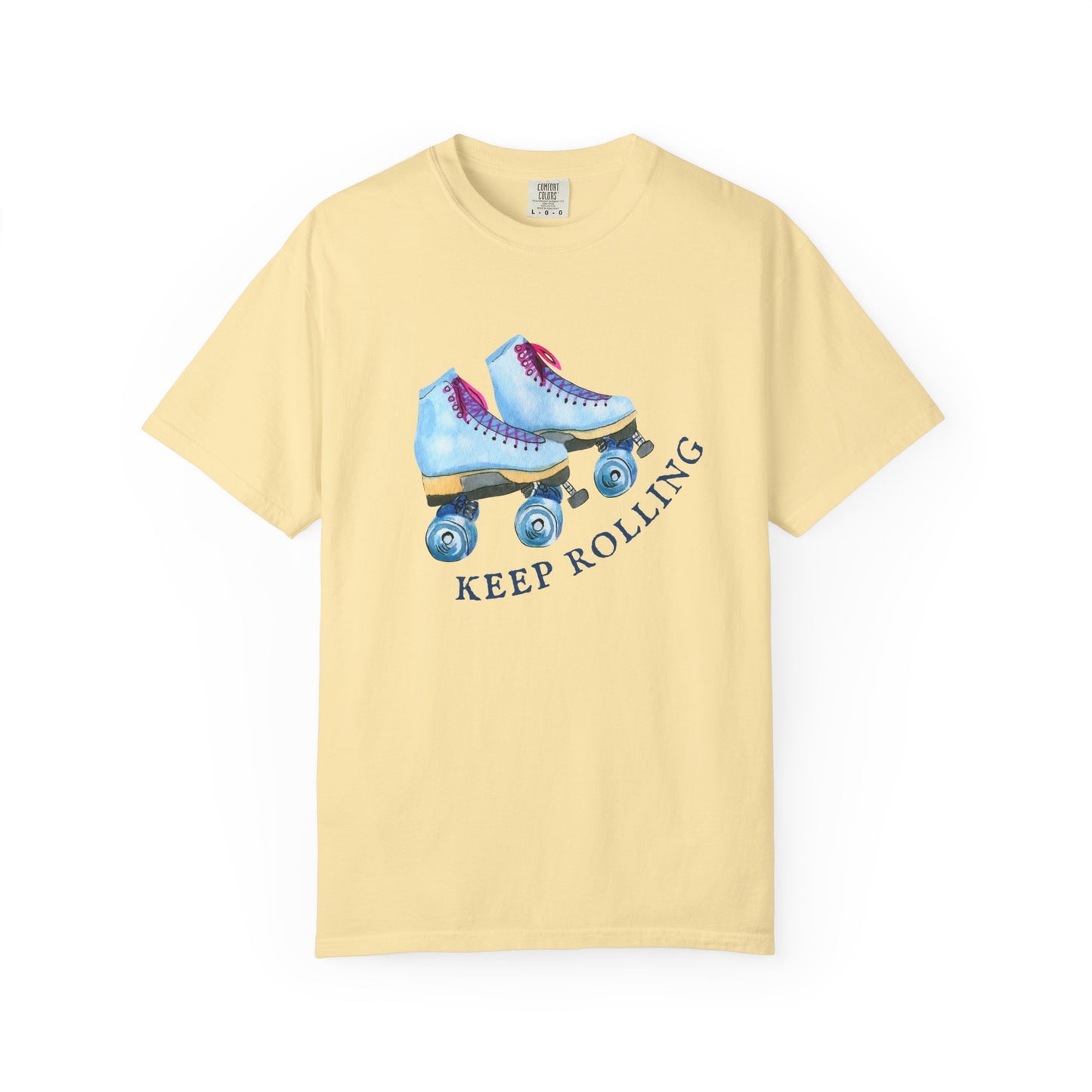 Keep Rolling Retro Roller Skates Tee, Vintage Skate T-shirt, Unisex Garment-Dyed Shirt, Fun Gift for Skating Lovers, Summer Apparel
