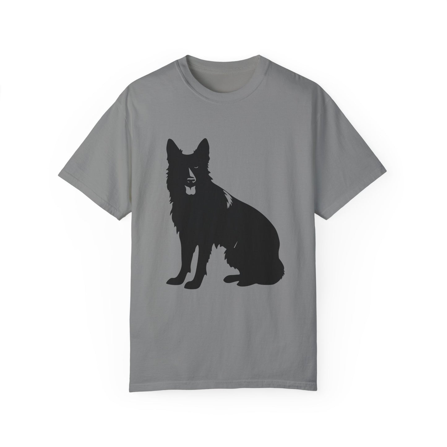 Unisex T-shirt With Graphic of Black German Shepherd Sloppy Sitting