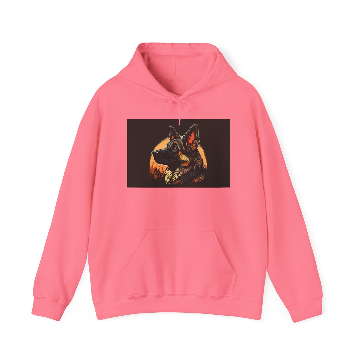 Unisex Dog Lover Hoodie With a Close Up Graphic of a German Shepherd In Front of Moon