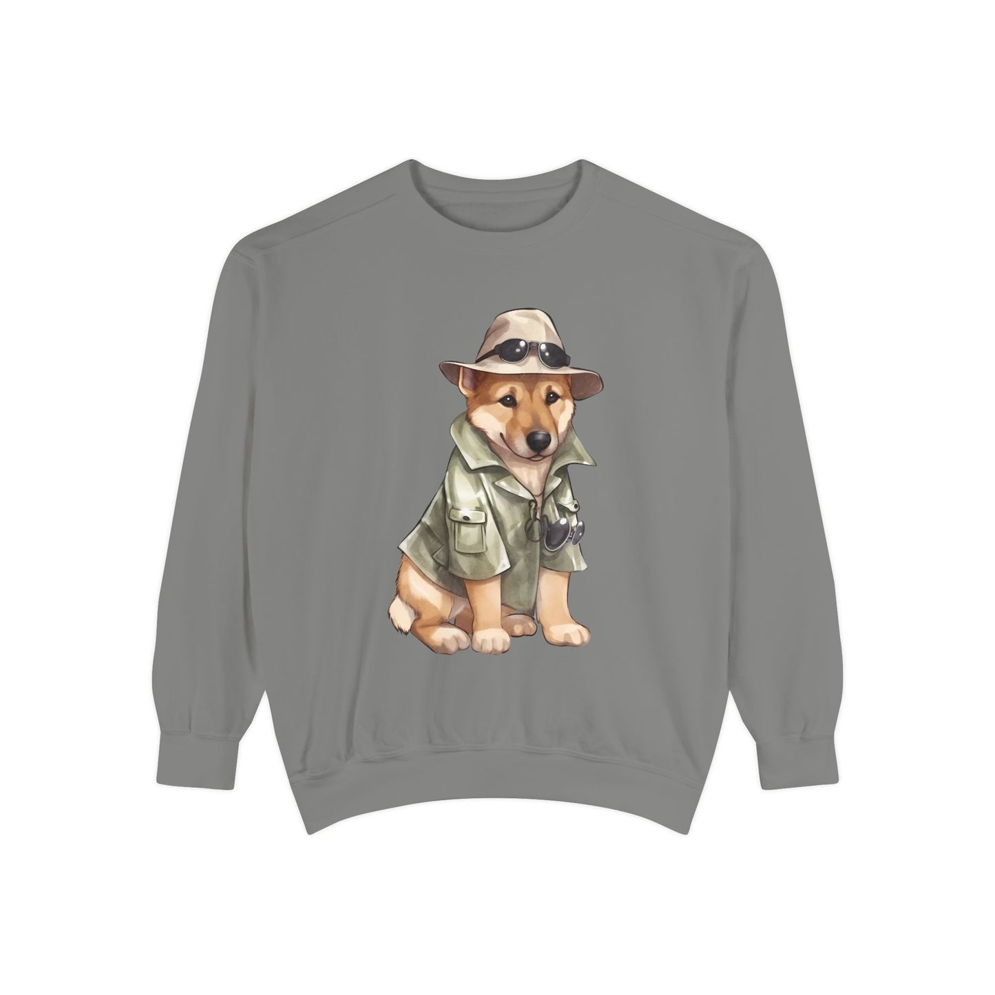 Unisex Dog Lover Sweatshirt With a Graphic of German Shepherd Wearing Detector's Hat and Costume